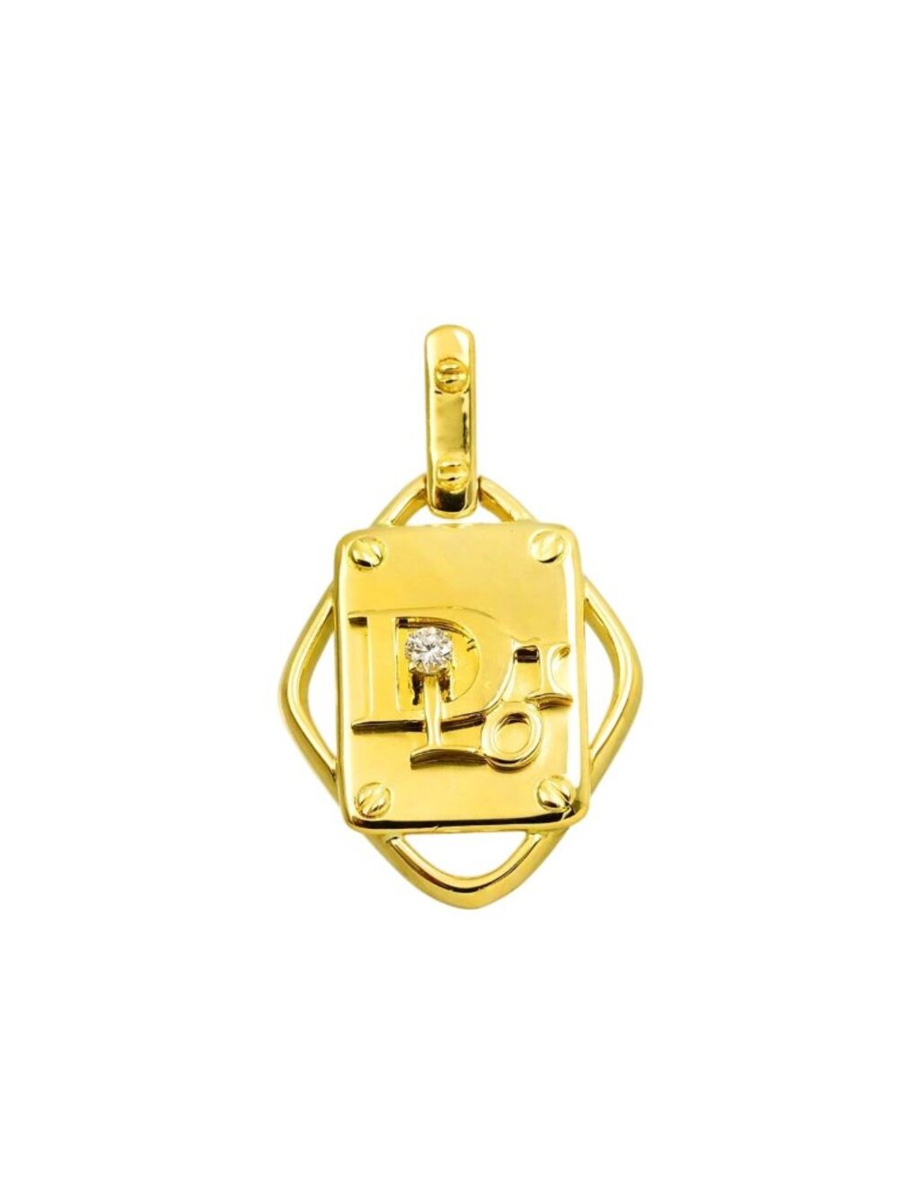 Dior Logo Diamond Pendant 18k Yellow Gold